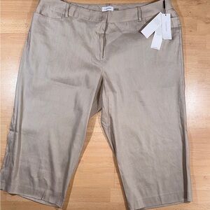 Calvin Klein Tan Linen Blend Cropped Pants